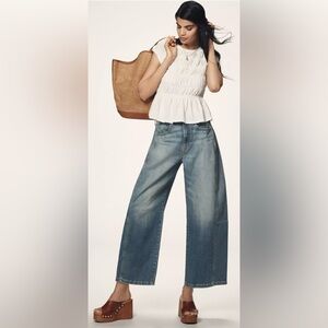 NEW Anthropologie Pilcro The Kenna Mid-Rise Heritage Barrel Jeans Size 32 Tall